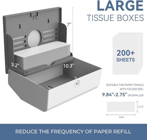 Paper Towel Dispenser Adhesive Wall Mounted,200+ Multifold Trifold c-Fold Hand Paper Towel Dispenser for Bathroom 10.8" L x 3.5" W x 8" H in Kuwait