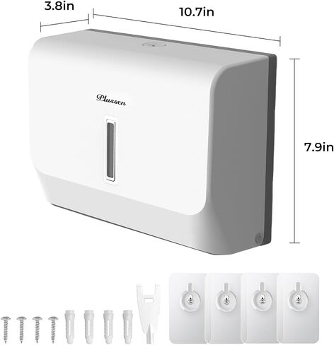Paper Towel Dispenser Adhesive Wall Mounted,200+ Multifold Trifold c-Fold Hand Paper Towel Dispenser for Bathroom 10.8" L x 3.5" W x 8" H in Kuwait