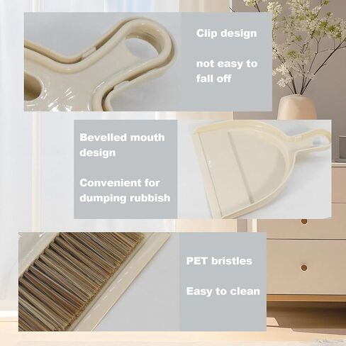 وضعت مكنسة ميني و Dustpan مكنسة اليد مع Dustpan المحمولة أدوات تنظيف المنازل للمكتب ، العداد ، الأريكة ، المطبخ ، المكتب ، العش (قبالة أبيض) in Kuwait