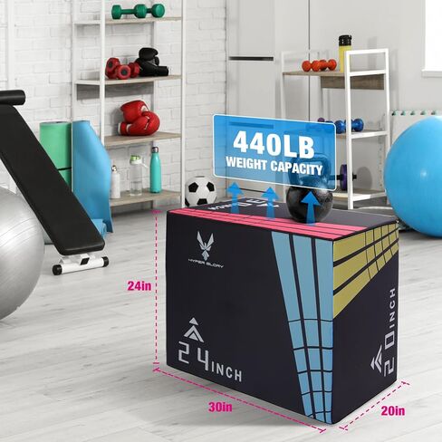 Modern-Depo 3 in 1 Plyometric Jump Box with High Density Foam | Fitness Plyo Box Jumps Height Adjustable 30/24/20, 24/20/16, 20/16/14, 1614/12 Inch for Home Gym, 440lb Weight Capacity in Kuwait