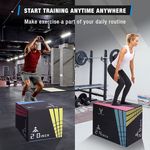 Modern-Depo 3 in 1 Plyometric Jump Box with High Density Foam | Fitness Plyo Box Jumps Height Adjustable 30/24/20, 24/20/16, 20/16/14, 1614/12 Inch for Home Gym, 440lb Weight Capacity in Kuwait
