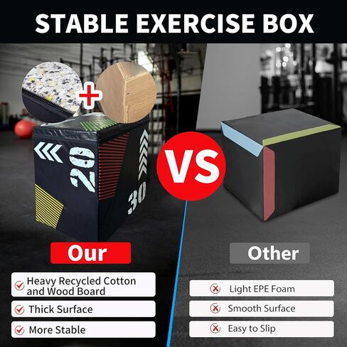 Plyo Jumping Exercise Box, 3 in 1 Plyo Jumping Box for Exercise,Soft Jump Box for Home Gym Workout Trainer in Saudi Arabia