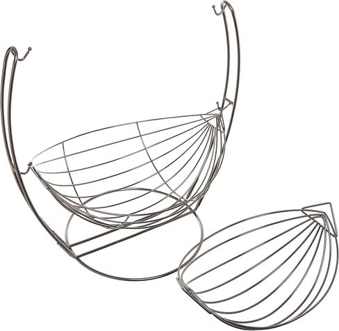 MyGift® Gunmetal Gray Metal Double Hammock Fruit Basket, 2-Tier Vegetables Produce Storage Rack Display Stand in Saudi Arabia