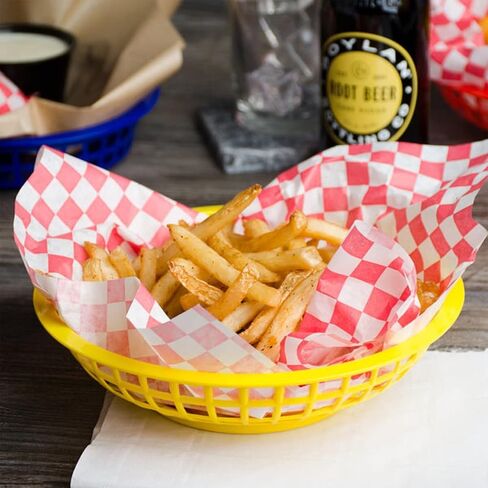 TrueCraftware- 8" Round Fast Food Basket Black Plastic Set of 12- Fry Fast Food Reusable Foodservice Restaurant Diner Tray Plates Restaurant Supplies Deli Serving Chicken Burgers Sandwiches & Fries in Saudi Arabia