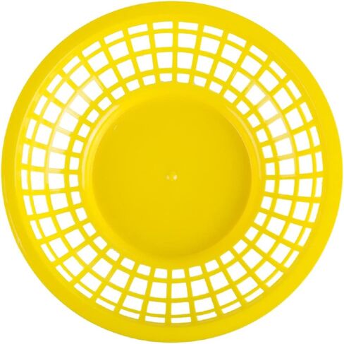 TrueCraftware- 8" Round Fast Food Basket Black Plastic Set of 12- Fry Fast Food Reusable Foodservice Restaurant Diner Tray Plates Restaurant Supplies Deli Serving Chicken Burgers Sandwiches & Fries in Saudi Arabia