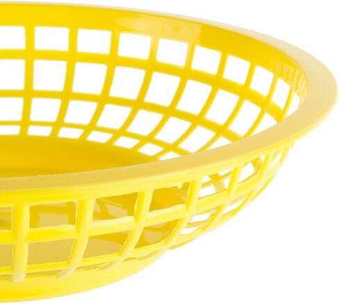 TrueCraftware- 8" Round Fast Food Basket Black Plastic Set of 12- Fry Fast Food Reusable Foodservice Restaurant Diner Tray Plates Restaurant Supplies Deli Serving Chicken Burgers Sandwiches & Fries in Saudi Arabia