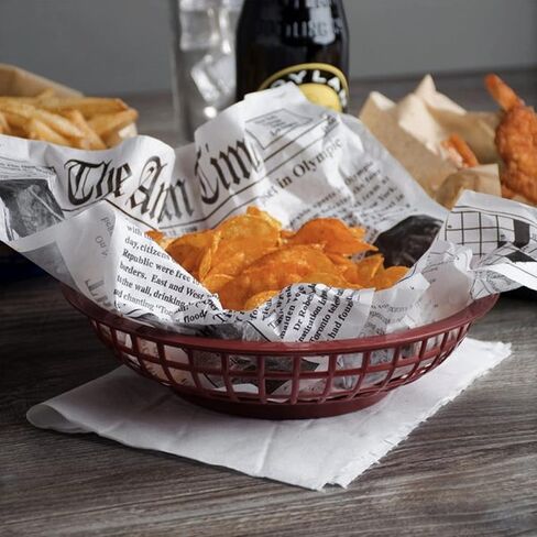 TrueCraftware- 8" Round Fast Food Basket Black Plastic Set of 12- Fry Fast Food Reusable Foodservice Restaurant Diner Tray Plates Restaurant Supplies Deli Serving Chicken Burgers Sandwiches & Fries in Saudi Arabia