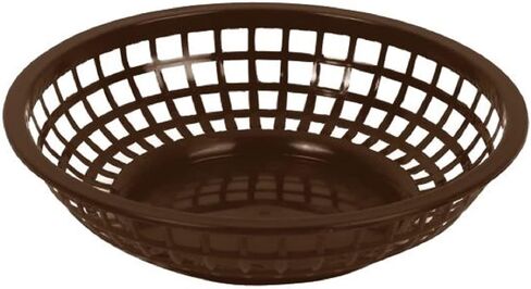 TrueCraftware- 8" Round Fast Food Basket Black Plastic Set of 12- Fry Fast Food Reusable Foodservice Restaurant Diner Tray Plates Restaurant Supplies Deli Serving Chicken Burgers Sandwiches & Fries in Saudi Arabia