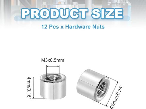 MECCANIXITY 8Pcs M8x1.25mm Round Coupling Nuts, 0.47x0.47 Inch(ODxH) 304 Stainless Steel Connector Nut Fasteners Rod Hardware Nuts for Threaded Rod, Industrial Construction Fasteners, Silver in Saudi Arabia