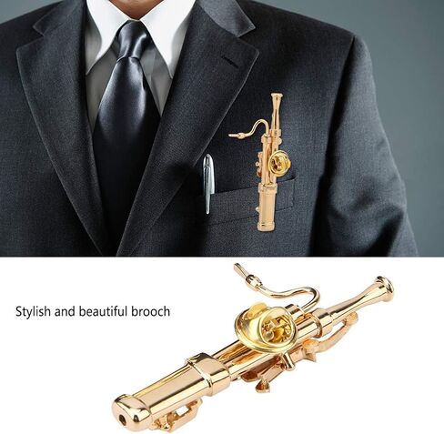 أداة Bassoon Bassoon Instrument Brooch Mini Instrument Brooch Gold Plating Copper Bassoon Musical آلة موسيقية Bassoon Brooch مع صندوق هدية in Saudi Arabia