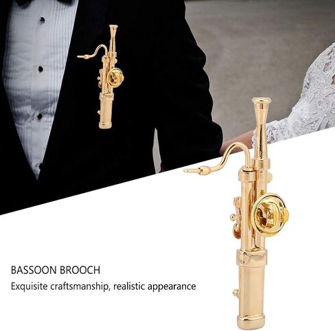 أداة Bassoon Bassoon Instrument Brooch Mini Instrument Brooch Gold Plating Copper Bassoon Musical آلة موسيقية Bassoon Brooch مع صندوق هدية in Saudi Arabia