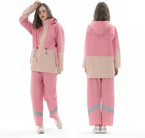 Rain Suit for Women, Waterproof Rain Jacket & Trouser with Reflective Srtip, Rain Gear for All-Sport Anti-storm in Saudi Arabia