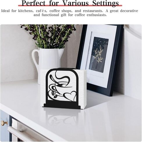 Modern Standing Napkin Holder for table, Black Metal Napkin Dispenser, Coffee time Theme Style Napkin Holder, Suitable for Kitchen, Coffee Shop, Dining Room in Saudi Arabia