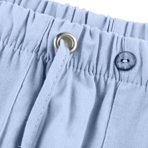 Men's Linen Pants Casual Lightweight Cotton Beach Pants Drawstrintg Elastic Waist Summer Resort Wear Travel Pants in Kuwait