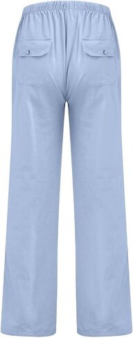 Men's Linen Pants Casual Lightweight Cotton Beach Pants Drawstrintg Elastic Waist Summer Resort Wear Travel Pants in Kuwait