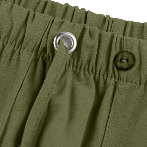Men's Linen Pants Casual Lightweight Cotton Beach Pants Drawstrintg Elastic Waist Summer Resort Wear Travel Pants in Kuwait