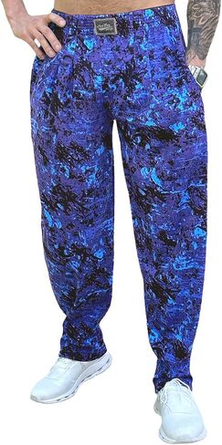 Mens/Women Baggy Workout Pants Bodybuilding Workout Gym Fitness Pants in Rip Tide Design in Saudi Arabia
