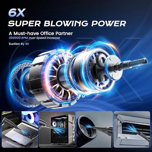 Compressed Air Duster, 300000RPM Air Duster Electric Cleaner for Keyboard, PC Deep Cleaning, Cordless Air Blaster, Replace Compressed Air Can-No Canned Air Duster,Rechargeable Air Blower in Saudi Arabia