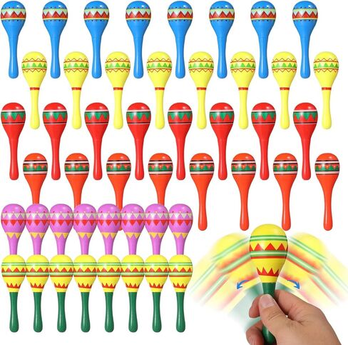 48 Pcs Maracas, Multi-Colored Wooden 4.5 in, Design Lightweight Musical Noisemaker Fun, Mexican Party Props Adult, Birthday Carnival Favor Party in Saudi Arabia