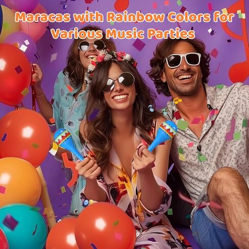 48 Pcs Maracas, Multi-Colored Wooden 4.5 in, Design Lightweight Musical Noisemaker Fun, Mexican Party Props Adult, Birthday Carnival Favor Party in Saudi Arabia