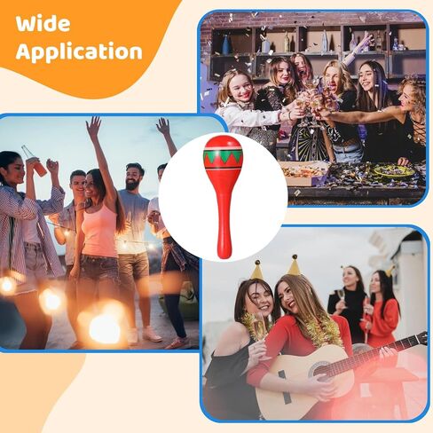 48 Pcs Maracas, Multi-Colored Wooden 4.5 in, Design Lightweight Musical Noisemaker Fun, Mexican Party Props Adult, Birthday Carnival Favor Party in Saudi Arabia