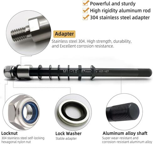دراجة عالمية من خلال محول Hitch محور الدراجة-M12x1.0/1.5/1.75 من خلال المحور (157-192 مم) ، 304 من الفولاذ المقاوم للصدأ و 6061-T6 عمود الألومنيوم لمقطورات دراجة ثول ودراجات محورية. in Kuwait
