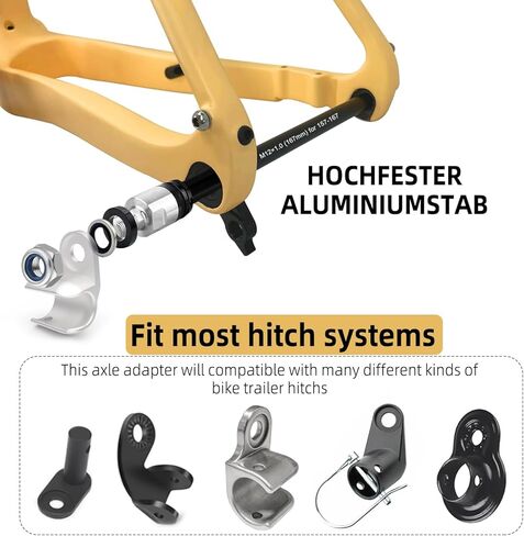 دراجة عالمية من خلال محول Hitch محور الدراجة-M12x1.0/1.5/1.75 من خلال المحور (157-192 مم) ، 304 من الفولاذ المقاوم للصدأ و 6061-T6 عمود الألومنيوم لمقطورات دراجة ثول ودراجات محورية. in Kuwait