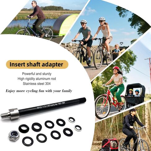 دراجة عالمية من خلال محول Hitch محور الدراجة-M12x1.0/1.5/1.75 من خلال المحور (157-192 مم) ، 304 من الفولاذ المقاوم للصدأ و 6061-T6 عمود الألومنيوم لمقطورات دراجة ثول ودراجات محورية. in Kuwait