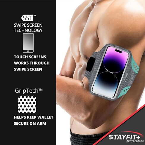 [3 Pack] Runner Phone Armband Cell Phone Holder, Water Resistant Adjustable Lightweight, Compatible iPhone 14/13/12/11/SE/X Samsung S23/S22/S21/S20 Great for Running, Hiking, and Biking (Black/Grey) in Kuwait