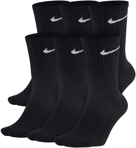 Nike Usisex Performance Cushion Crew Socks مع الفرقة (6 أزواج) ، أبيض/أسود ، X-Large in Saudi Arabia