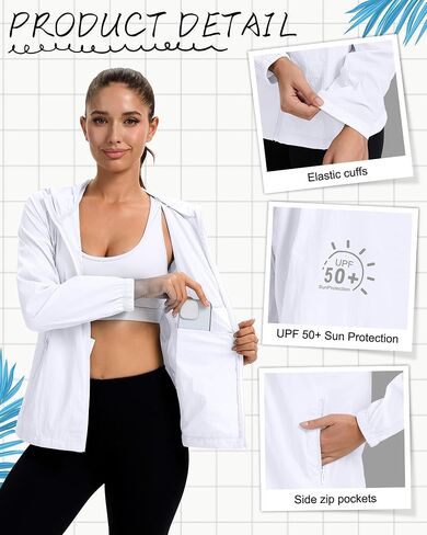 2 Pack Women's UPF 50+ UV Sun Protection Hoodie Jackets SPF Lightweight Sun Shirt with Pocket Full Zip Hiking Hoodie in Kuwait