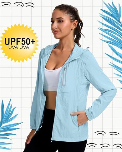 2 Pack Women's UPF 50+ UV Sun Protection Hoodie Jackets SPF Lightweight Sun Shirt with Pocket Full Zip Hiking Hoodie in Kuwait