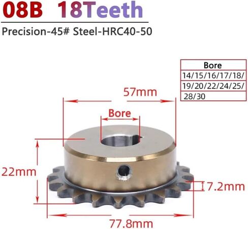 Tooth Roller Chain Sprocket 1pc 18 Teeth 08B Precision Industrial Drive Sprocket Wheel 45# Steel Chain Gear(15mm (Keyway 5mm)) in Saudi Arabia