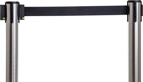 Xpress LITE Stainless Steel Stanchion Set of 2 – 40" High, 11’ Premium Polyester Belt, Universal 4-Way Connection, Springless Damper System, (Polished Stainless Steel Post, Black Webbing) in Kuwait