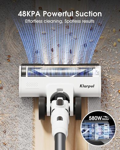 مكنسة مكسورة لاسلكية ، 580W 48KPa 65mins وقت التشغيل ، مكنسة كهربائية سريعة الشحن ، مكنسة شاشة LED LED LED ذاتية للوزن الخفيف للمنزل ، لشعر الحيوانات الأليفة/السجاد ، أبيض in Kuwait