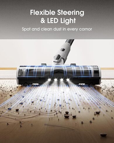 مكنسة مكسورة لاسلكية ، 580W 48KPa 65mins وقت التشغيل ، مكنسة كهربائية سريعة الشحن ، مكنسة شاشة LED LED LED ذاتية للوزن الخفيف للمنزل ، لشعر الحيوانات الأليفة/السجاد ، أبيض in Kuwait