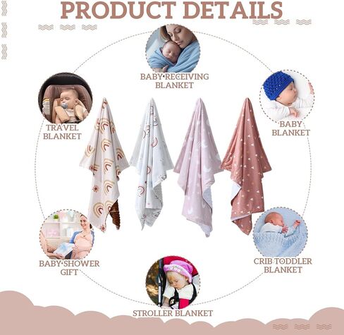 Tiamon 4 Pack Baby Blanket for Boys Girls 30 x 40 Inch Soft Double Layer Blankets with Dotted Backing Lovely Woodland Animal Design Quilt for Unisex Toddler Newborn Forest Multicolor Printed in Saudi Arabia