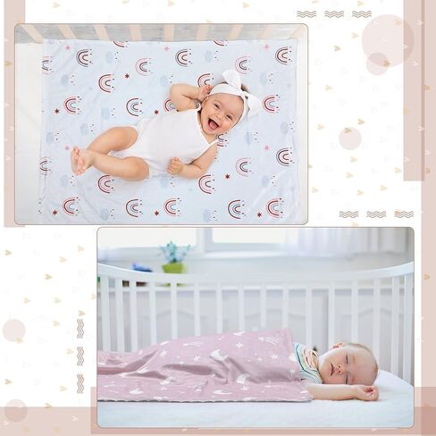 Tiamon 4 Pack Baby Blanket for Boys Girls 30 x 40 Inch Soft Double Layer Blankets with Dotted Backing Lovely Woodland Animal Design Quilt for Unisex Toddler Newborn Forest Multicolor Printed in Saudi Arabia