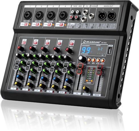 8-Channel Audio Mixer for PC,SX-8iu Mixing Console with XLR Inputs, Bluetooth, 99 Digital Signal Processor Effects, USB Interface, MP3 Compatible for Podcast, Music, Recording 9.84"x2.17"x15.35"inches in Kuwait