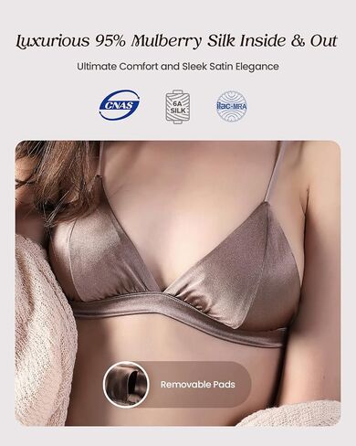 Wireless Mulberry Silk Satin Triangle Bralette, No Underwire, Sexy & Comfortable Wire-Free Bra for Women in Saudi Arabia