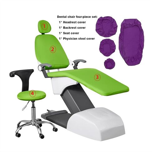 4Pcs Dental Chair Covers Set, Washable Seat & Headrest Protectors for Dentist Equipment, Durable Backrest Covers, Professional Hygiene Accessories for Dental Clinics in Saudi Arabia