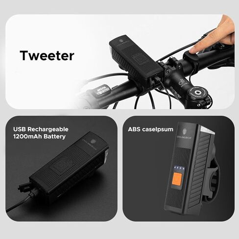 ENGWE E Bike Headlight 1200mAh Rechargeable USB with Louder Horn 130db,Electric Bicycle Front Light and Bike Taillight Waterproof in Saudi Arabia