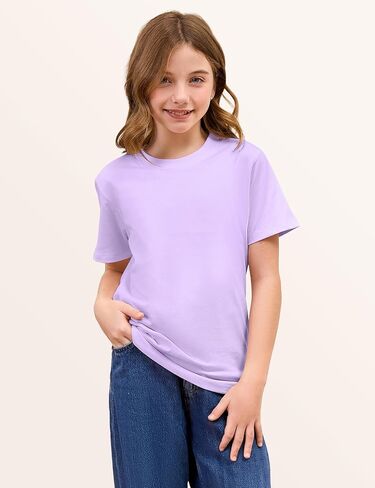 Gihuo 5 Pack Girls Cotton Shirts Short Sleeve Tee Summer Tops Soft Kids Tshirts in Saudi Arabia