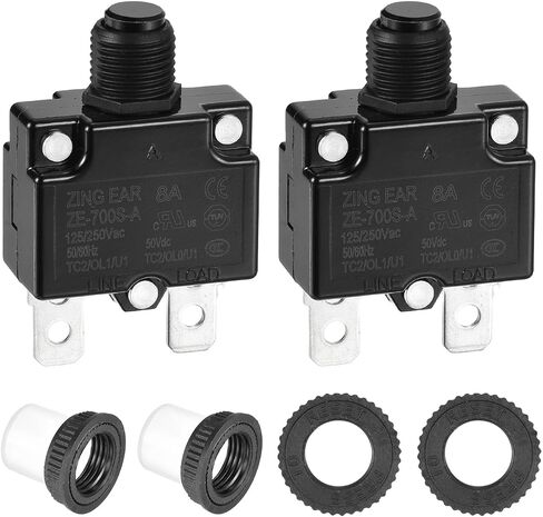 Dmiotech 9A قاطع الدائرة الحرارية 125/250V AC 50V DC 50/60Hz 1.8x1.1x0.6 الضغط الزر يدوي حامي الحمل الزائد مع غطاء زر مقاوم للماء لتطبيق حماية الحمل الزائد ، 2pcs in Saudi Arabia