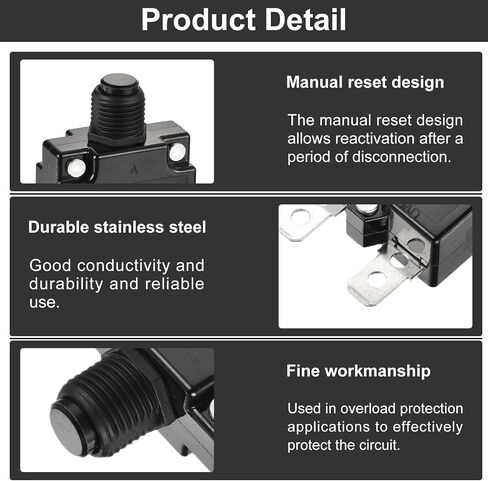 Dmiotech 9A قاطع الدائرة الحرارية 125/250V AC 50V DC 50/60Hz 1.8x1.1x0.6 الضغط الزر يدوي حامي الحمل الزائد مع غطاء زر مقاوم للماء لتطبيق حماية الحمل الزائد ، 2pcs in Saudi Arabia