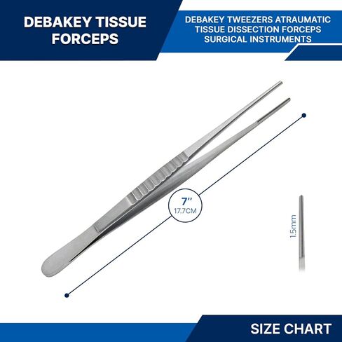 Debakey Tweezer Atraumatic Forceps Surgical Dental Veterinary Stainless Steel Instruments Select a size 6",7",8",9",10",12" (6) in Saudi Arabia
