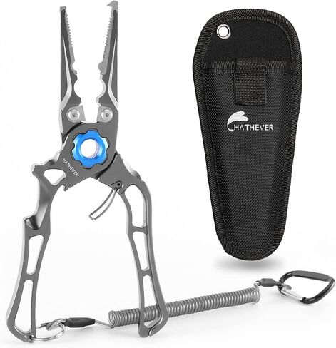 Fishing Pliers Saltwater, Split Ring Pliers Hook Remover with Safety Lock, Fishing Gear with Sheath and Lanyard, Fishing Gifts for Men in Kuwait