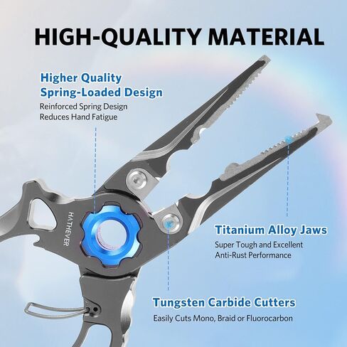 Fishing Pliers Saltwater, Split Ring Pliers Hook Remover with Safety Lock, Fishing Gear with Sheath and Lanyard, Fishing Gifts for Men in Kuwait