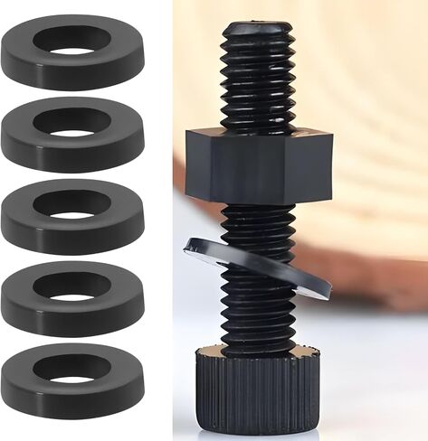 100Pcs Tension Rod Washers Replacement Part ID 5mm OD 11mm 2mm Thickness Nylon Washers for Drum Tension Rods 5mm in Diameter, Black in Saudi Arabia