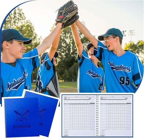 Marspark 2 PCS Baseball Softball Score Score 13 × 11 بوصة 60 لعبة نقاط البيسبول Premium الحفاظ على كتاب SPOON BOOD SCORT BOOK لـ STATS COATH DESCREVERS ANVALY SCHENER in Kuwait